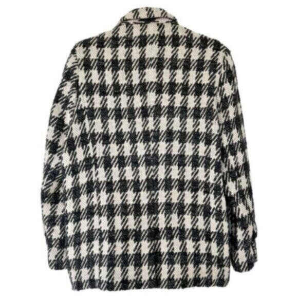 Anine Bing Diana Houndstooth Plaid Black Tan Double Breasted Blazer Size XL - Picture 8 of 14